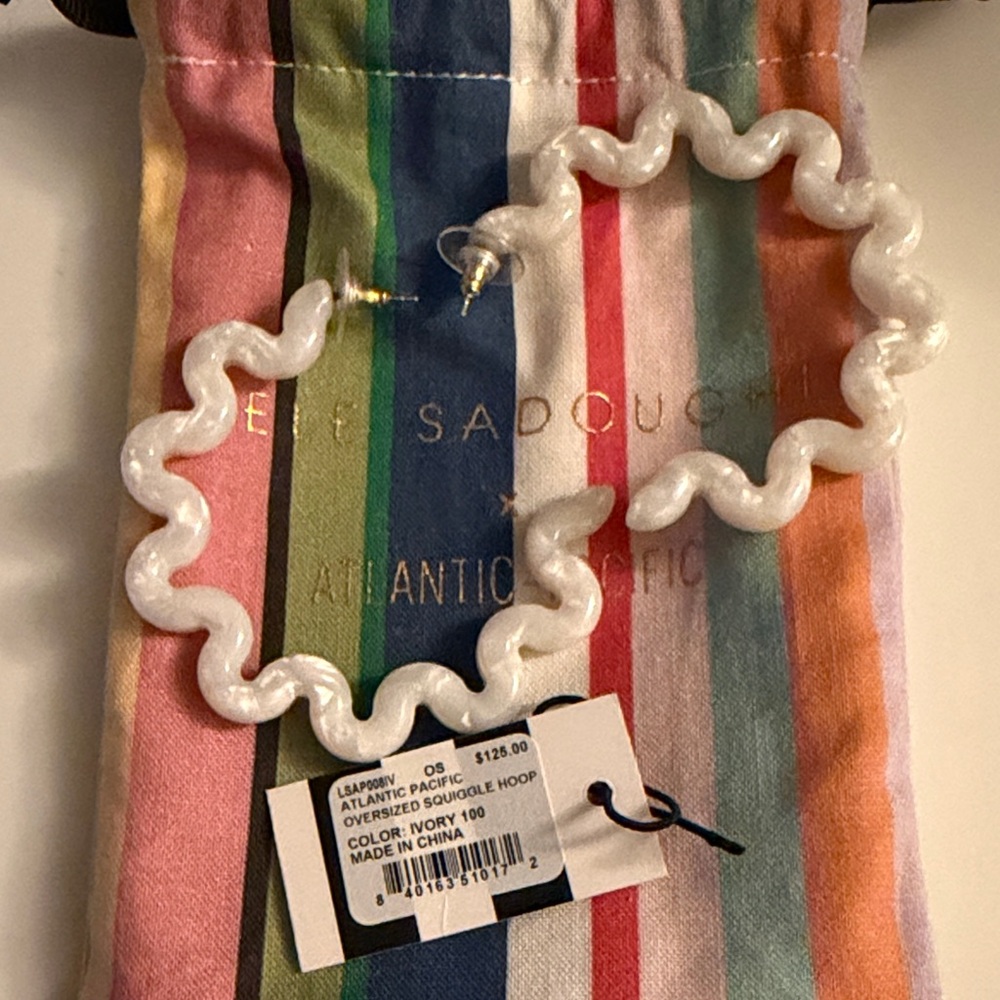 Lele Sadoughi Wavy White Hoop Earrings Never Worn
